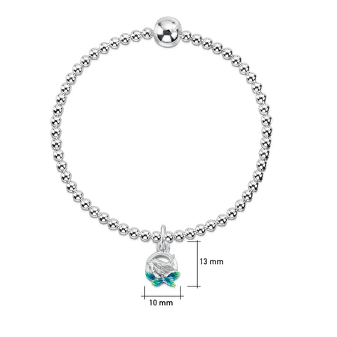 Wren Silver Stretch Bracelet in Spring Enamel by Sheila Fleet Jewellery