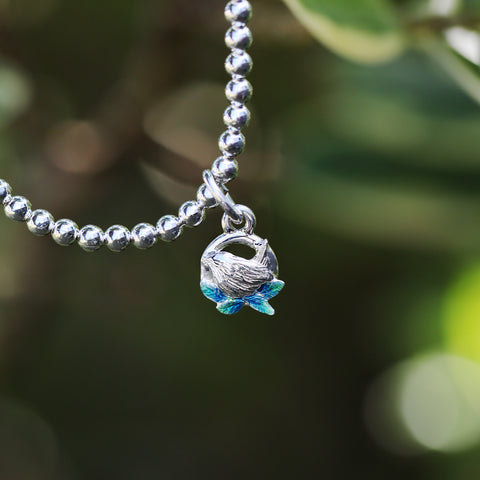 Wren Silver Stretch Bracelet in Spring Enamel by Sheila Fleet Jewellery