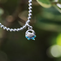Wren Silver Stretch Bracelet in Spring Enamel by Sheila Fleet Jewellery
