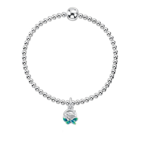 Wren Silver Stretch Bracelet in Spring Enamel by Sheila Fleet Jewellery