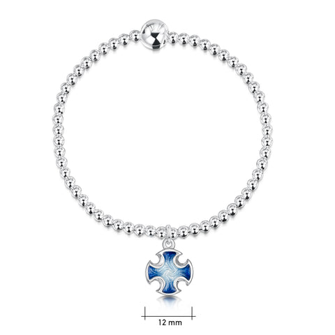 Sinclair Cross Stretch Bracelet in Jarl Blue Enamel by Sheila Fleet Jewellery