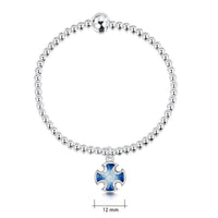Sinclair Cross Stretch Bracelet in Jarl Blue Enamel by Sheila Fleet Jewellery