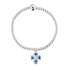 Sinclair Cross Stretch Bracelet in Jarl Blue Enamel by Sheila Fleet Jewellery