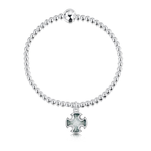 Sinclair Cross Stretch Bracelet in Moss Grey Enamel by Sheila Fleet Jewellery