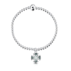 Sinclair Cross Stretch Bracelet in Moss Grey Enamel by Sheila Fleet Jewellery
