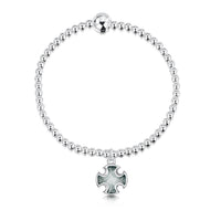 Sinclair Cross Stretch Bracelet in Moss Grey Enamel by Sheila Fleet Jewellery