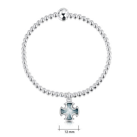 Sinclair Cross Stretch Bracelet in Silver Grey Enamel by Sheila Fleet Jewellery