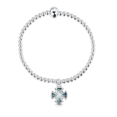 Sinclair Cross Stretch Bracelet in Silver Grey Enamel by Sheila Fleet Jewellery