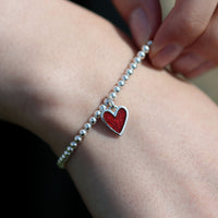 Secret Hearts Stretch Bracelet in Red Enamel by Sheila Fleet Jewellery