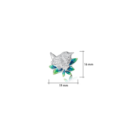 Wren Silver Lapel Pin in Spring Enamel