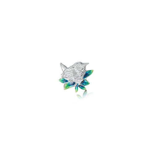 Wren Silver Lapel Pin in Spring Enamel