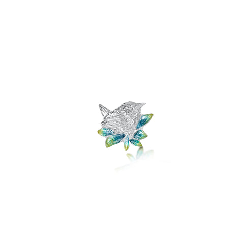 Wren Silver Lapel Pin in Summer Enamel by Sheila Fleet Jewellery