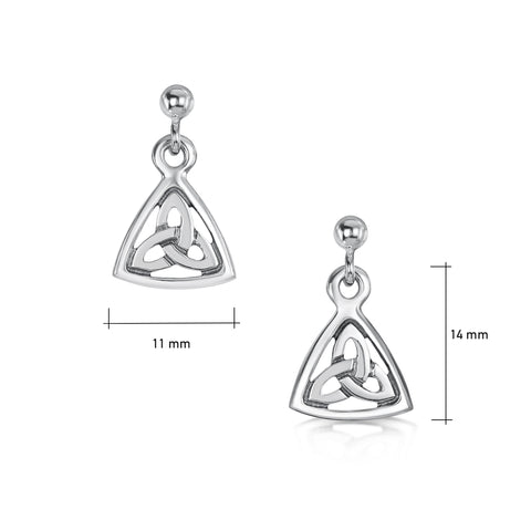 Book of Kells Trinity Knot Small Drop Earrings in Sterling Silver by Sheila Fleet Jewellery