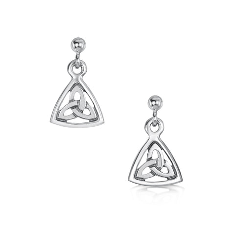 Book of Kells Trinity Knot Small Drop Earrings in Sterling Silver by Sheila Fleet Jewellery
