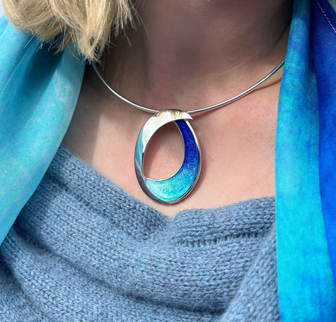 Sea & Surf Necklace in Ocean Hue Enamel by Sheila Fleet Jewellery