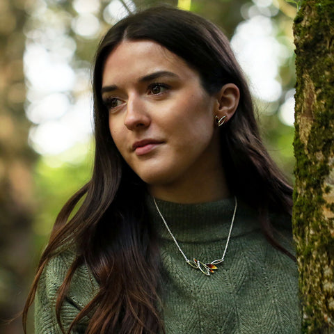 Seasons Silver Necklace in Autumn Enamel by Sheila Fleet Jewellery