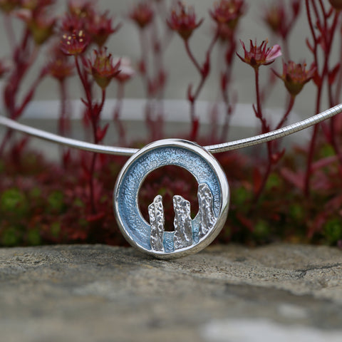 Orkney Spirit Necklace in Blue Grey Enamel by Sheila Fleet Jewellery
