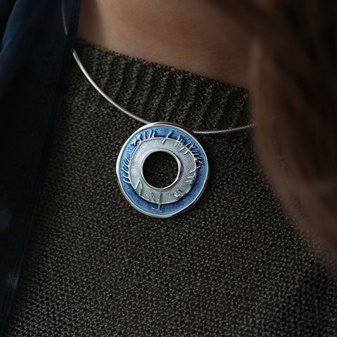 Skyran Enamel Dress Necklace in Sterling Silver by Sheila Fleet Jewellery