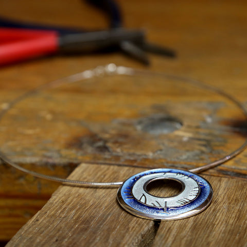 Skyran Enamel Dress Necklace in Sterling Silver by Sheila Fleet Jewellery