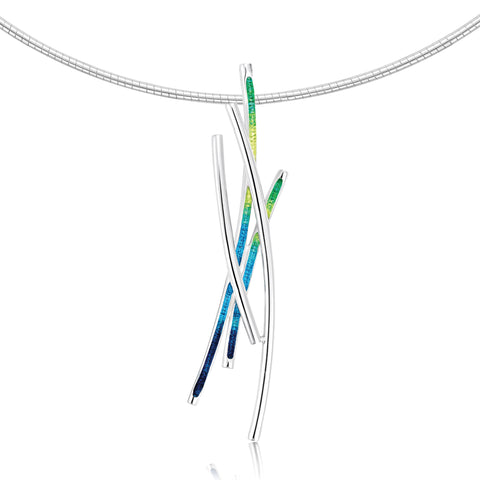 Wild Grasses Dress Necklace in Meadow Enamel by Sheila Fleet Jewellery