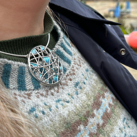 Creel Single-Sided Dress Necklace in Storm Enamel by Sheila Fleet Jewellery