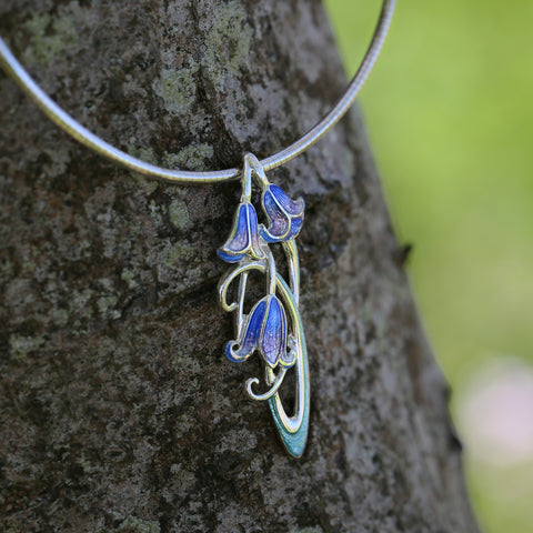 Bluebell Enamel Dress Necklace in Sterling Silver by Sheila Fleet Jewellery