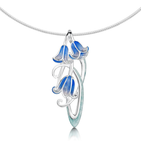 Bluebell Enamel Dress Necklace in Sterling Silver by Sheila Fleet Jewellery