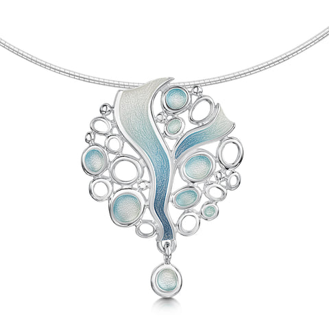 Arctic Stream Droplet Dress Necklace in Arctic Blue Enamel by Sheila Fleet Jewellery