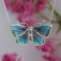 Common Blue Butterfly Dress Necklace in Dark Blue Enamel by Sheila Fleet Jewellery