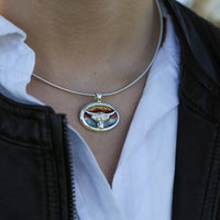 Highland Cow Necklace in Sunset Enamel by Sheila Fleet Jewellery
