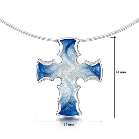 Sinclair Cross Dress Necklace in Jarl Blue Enamel by Sheila Fleet Jewellery