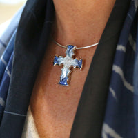 Sinclair Cross Dress Necklace in Jarl Blue Enamel by Sheila Fleet Jewellery