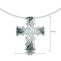 Sinclair Cross Dress Necklace in Moss Grey Enamel by Sheila Fleet Jewellery
