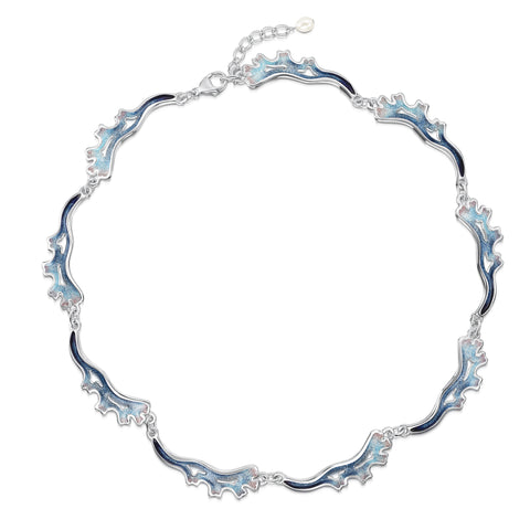Sea Moss 9-link Full Necklace in Sea Blue Enamel by Sheila Fleet Jewellery