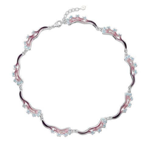 Sea Moss 9-link Full Necklace in Sea Pink Enamel by Sheila Fleet Jewellery