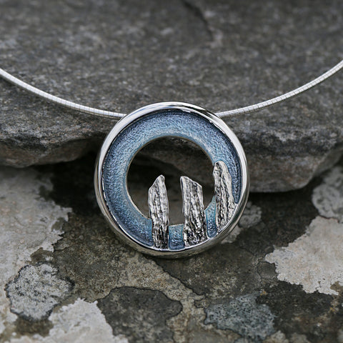 Orkney Spirit Dress Necklace in Blue Grey Enamel by Sheila Fleet Jewellery