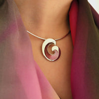 Wave Occasion Necklace in Hot Pink Enamel by Sheila Fleet Jewellery