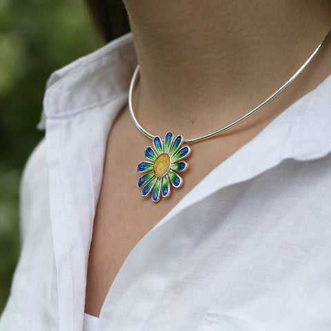 Daisies at Dawn Dress Necklace in SCAA Enamel by Sheila Fleet Jewellery