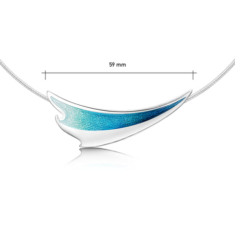 New Wave Curve Enamel Necklace in Peacock Enamel by Sheila Fleet Jewellery