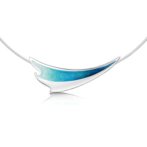 New Wave Curve Enamel Necklace in Peacock Enamel by Sheila Fleet Jewellery
