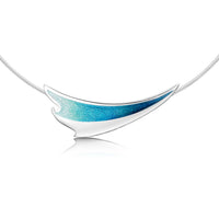 New Wave Curve Enamel Necklace in Peacock Enamel by Sheila Fleet Jewellery