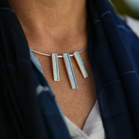 Island Panorama Statement Necklace in Blue Grey Enamel by Sheila Fleet Jewellery