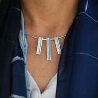 Island Panorama Statement Necklace in Blue Grey Enamel by Sheila Fleet Jewellery