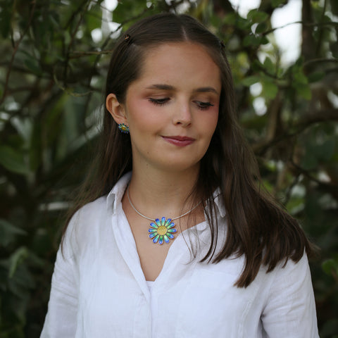 Daisies at Dawn Occasion Necklace in SCAA Enamel by Sheila Fleet Jewellery