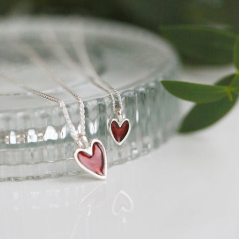 Secret Hearts Enamel Pendant in Sterling Silver by Sheila Fleet Jewellery