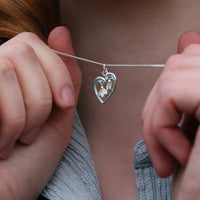 Snowdrop Small Silver Heart Pendant in Leaf Enamel by Sheila Fleet Jewellery