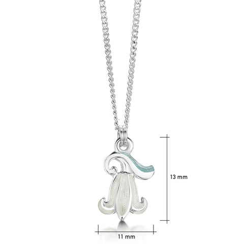 Bluebell Small Pendant Necklace in Whitebell Enamel by Sheila Fleet Jewellery