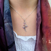 Bluebell 3-flower Small Pendant Necklace in Pinkbell Enamel by Sheila Fleet Jewellery