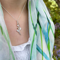 Bluebell 3-flower Small Pendant Necklace in Whitebell Enamel by Sheila Fleet Jewellery