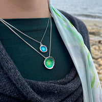 Lunar Bright Pendant Necklace in Spring Green Enamel